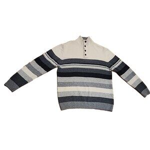 DANIELE BLASI ITALY size XL Mens Wool mock neck Sweater gray 1/4 button down